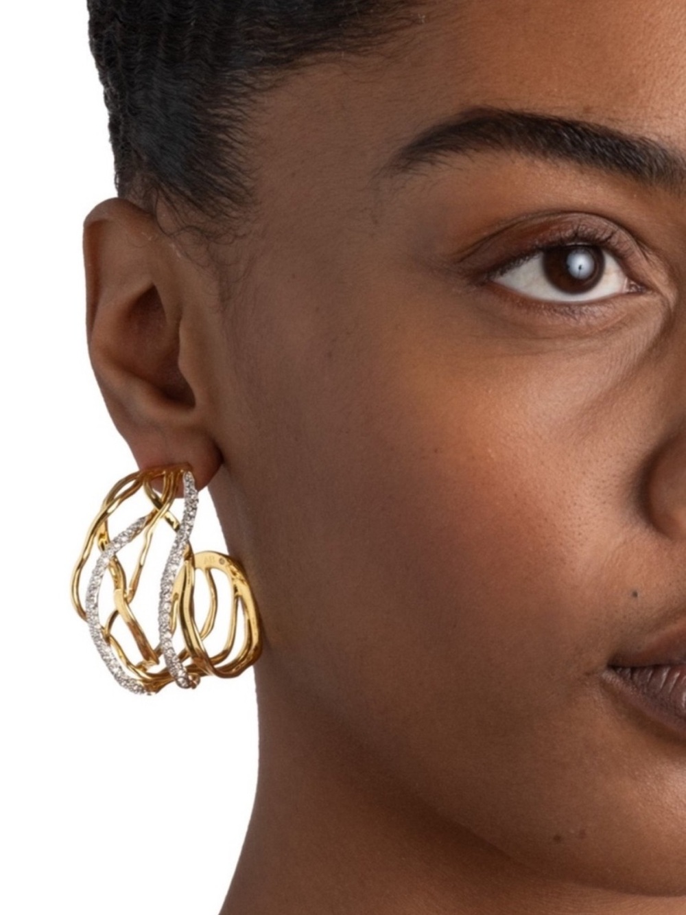 Alexis Bittar Solanales Crystal Woven Hoop Earrings - Picture 4 of 7